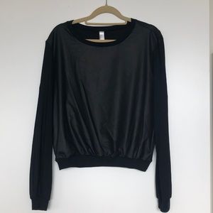 Faux Black Leather Looking Sweatshirt